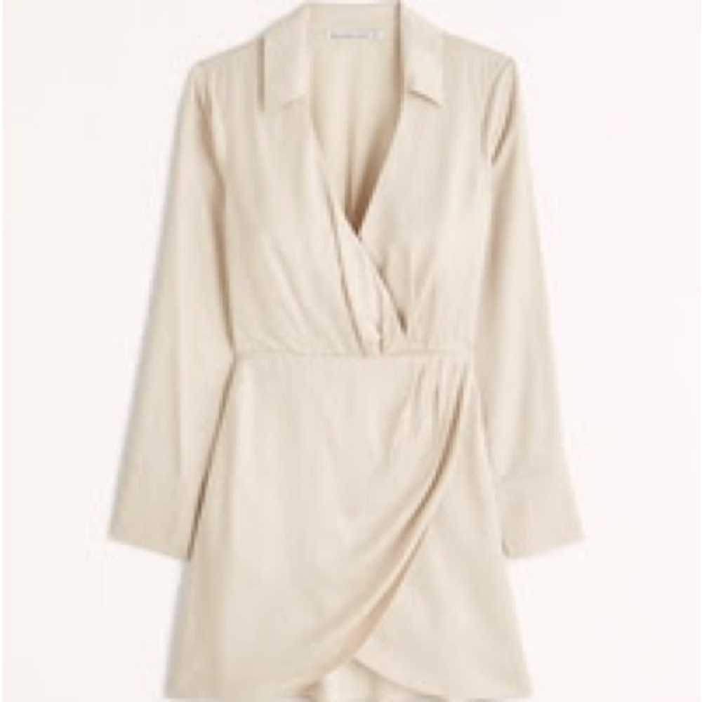 Abercrombie & Fitch Cream Long Sleeve Dress